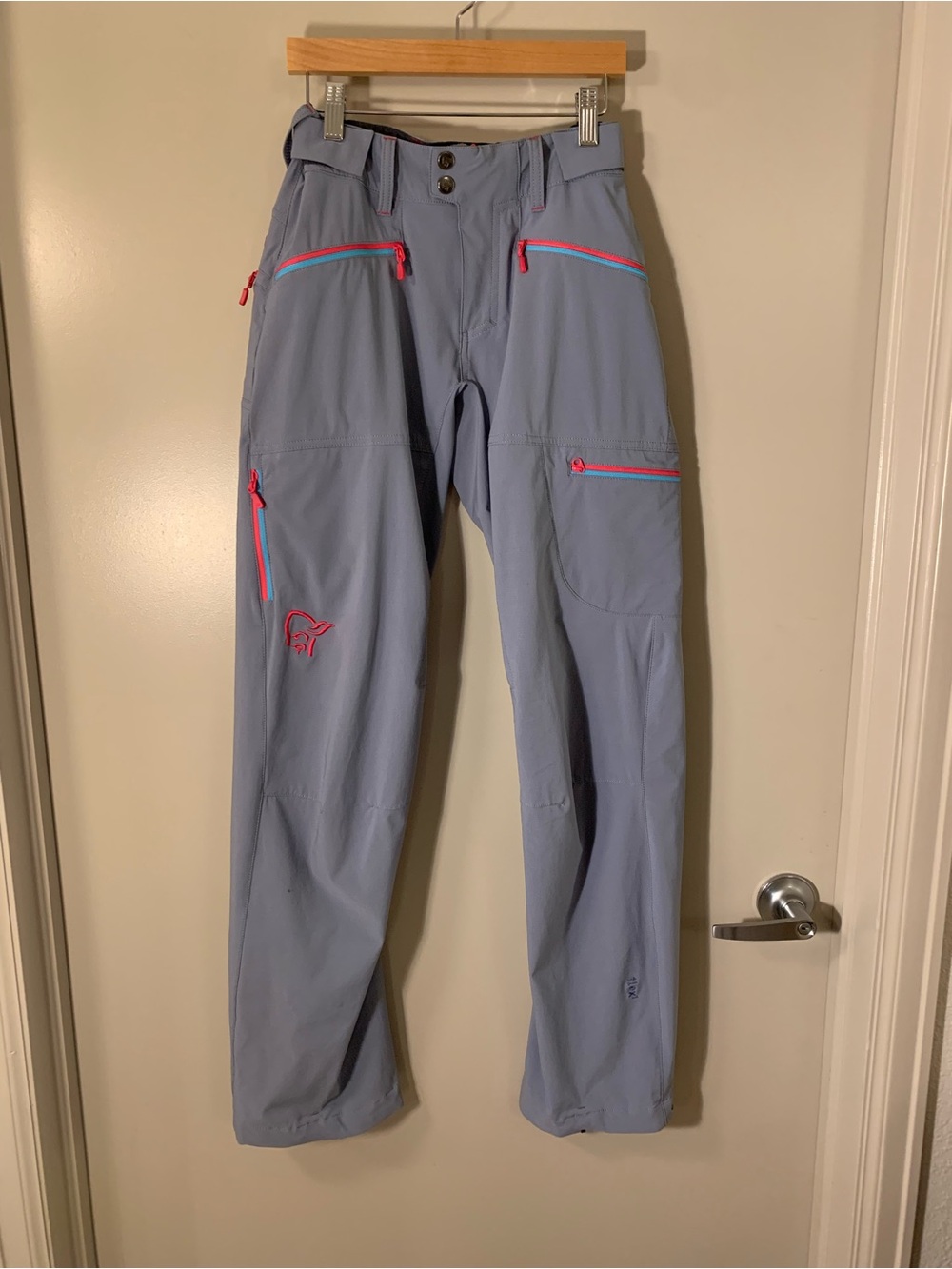 Light Blue Hiking Pants with Pink Accents
